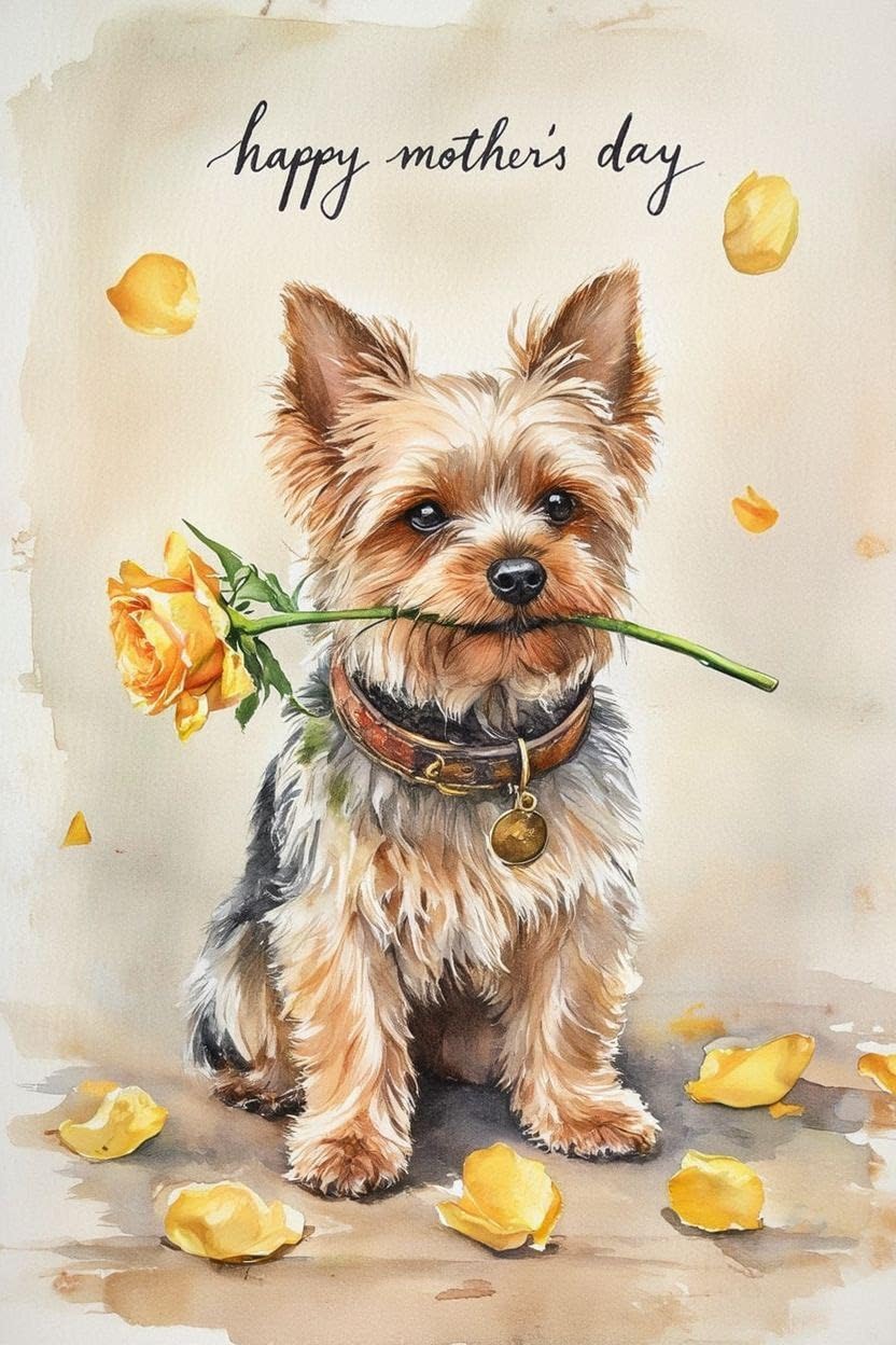 Yorkie Mothers Day Card