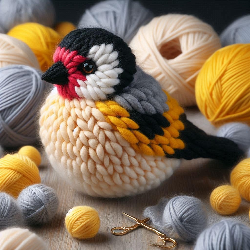 Knitted Goldfinch Blank Card