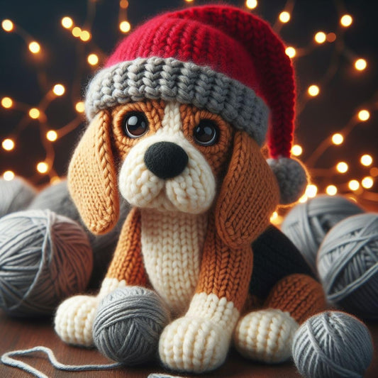 Beagle Knitted Christmas Card