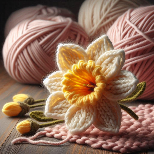 Knitted Daffodil Blank Card