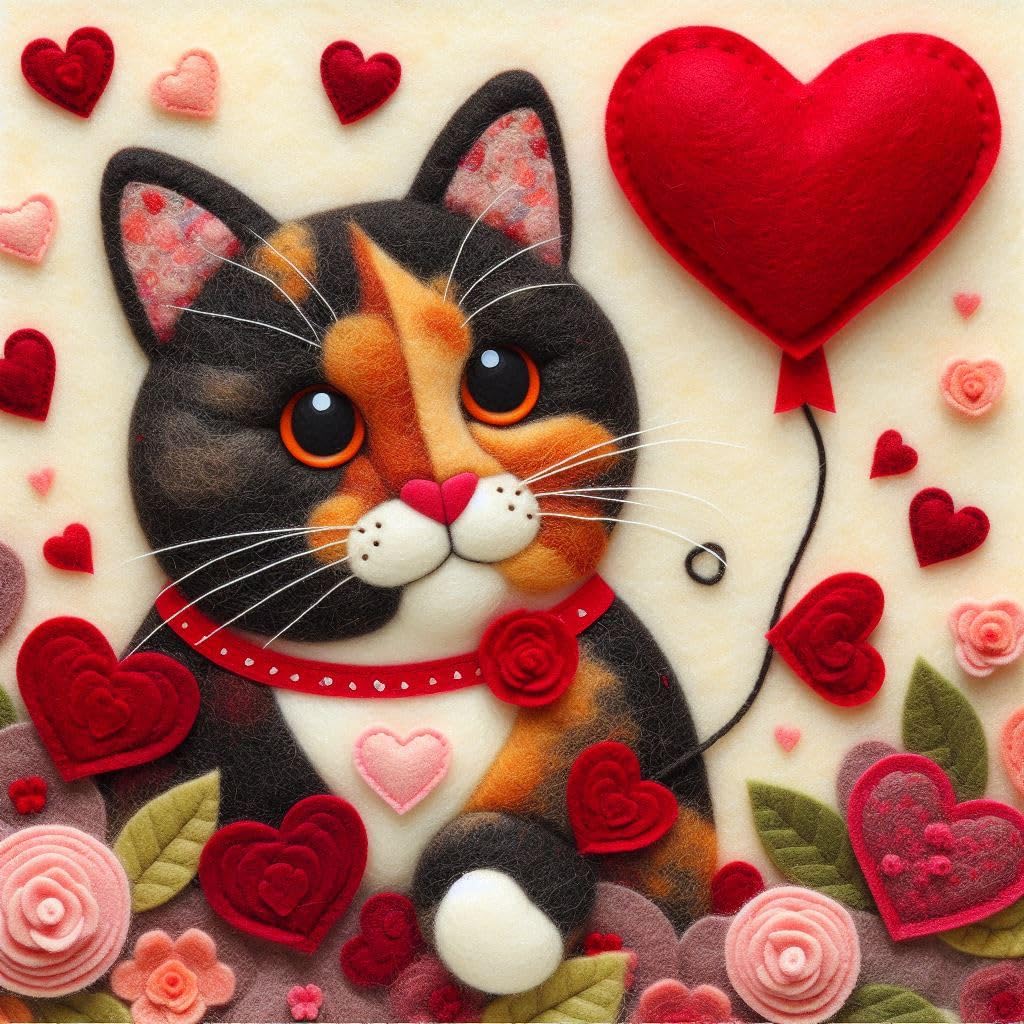 Tortoiseshell Cat Felt Card