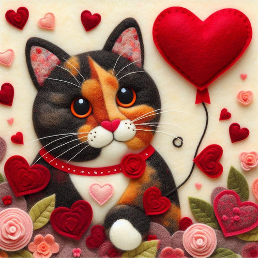 Tortoiseshell Cat Felt Card