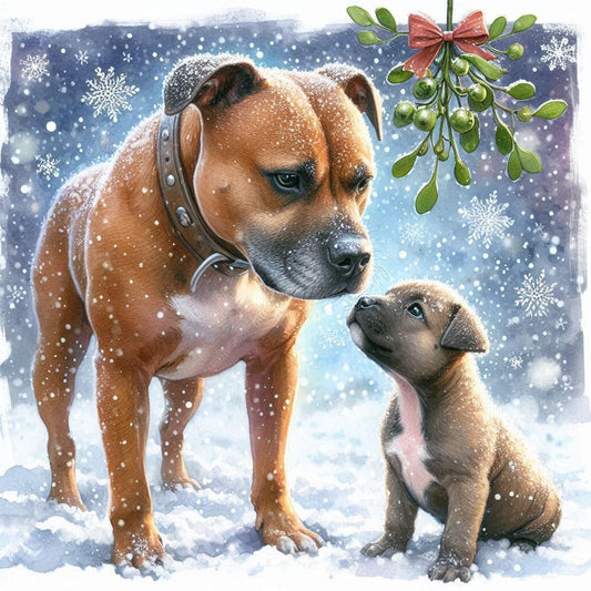 Brown Staffordshire Terrier Christmas Card