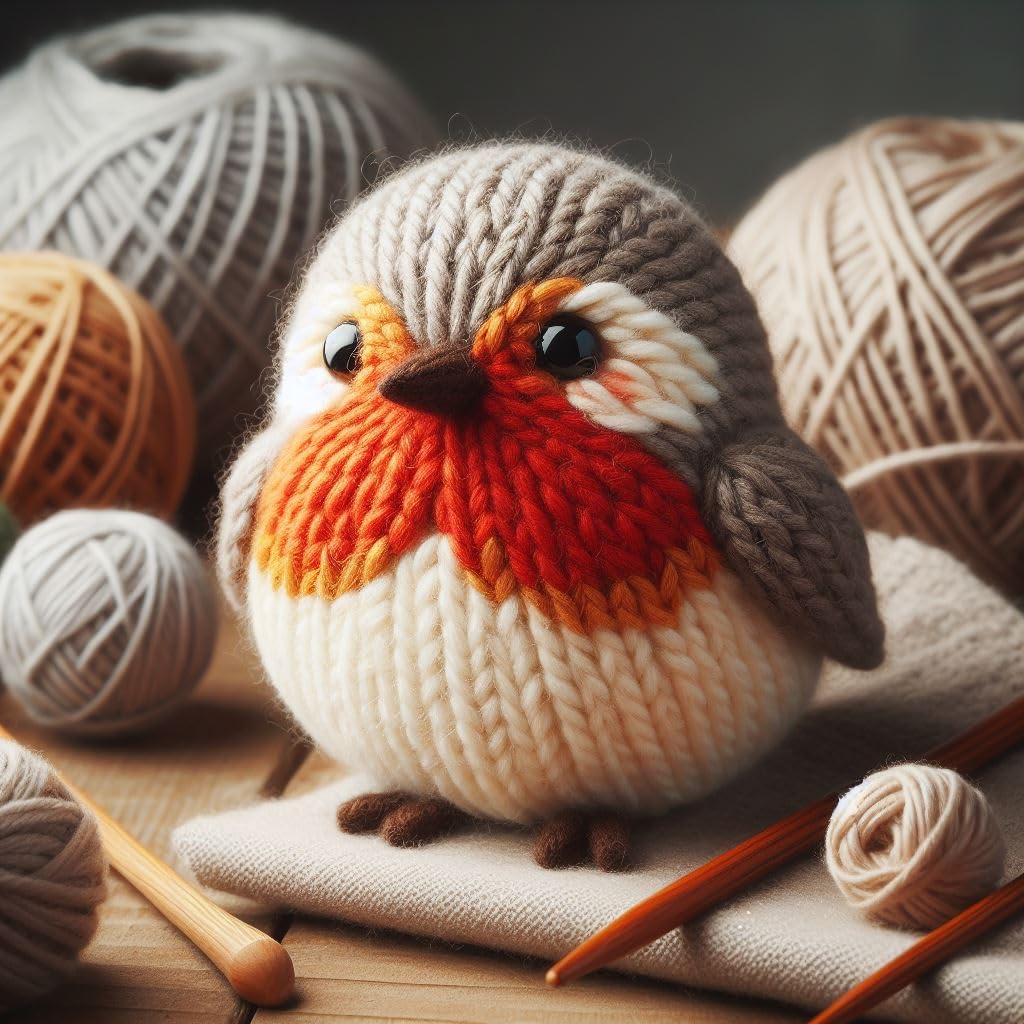 Knitted Robin Blank Card