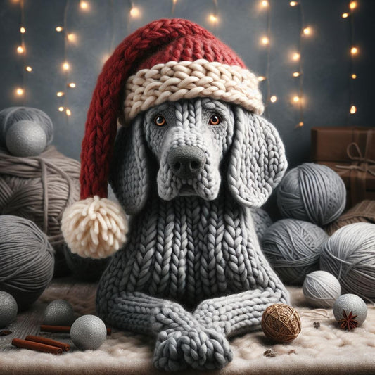 Knitted Weimaraner Christmas Card