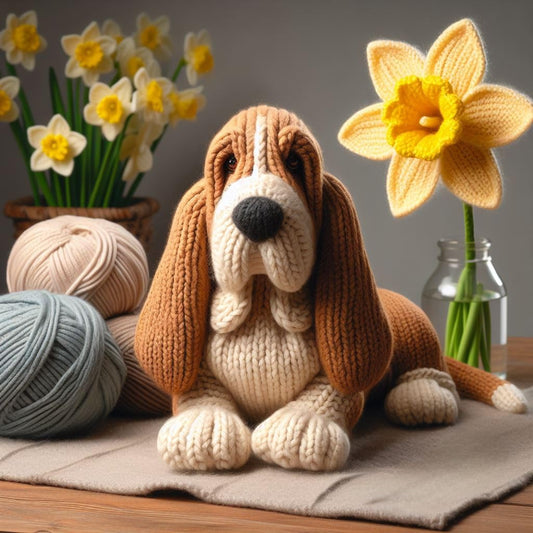 Basset Hound Daffodil Birthday Card