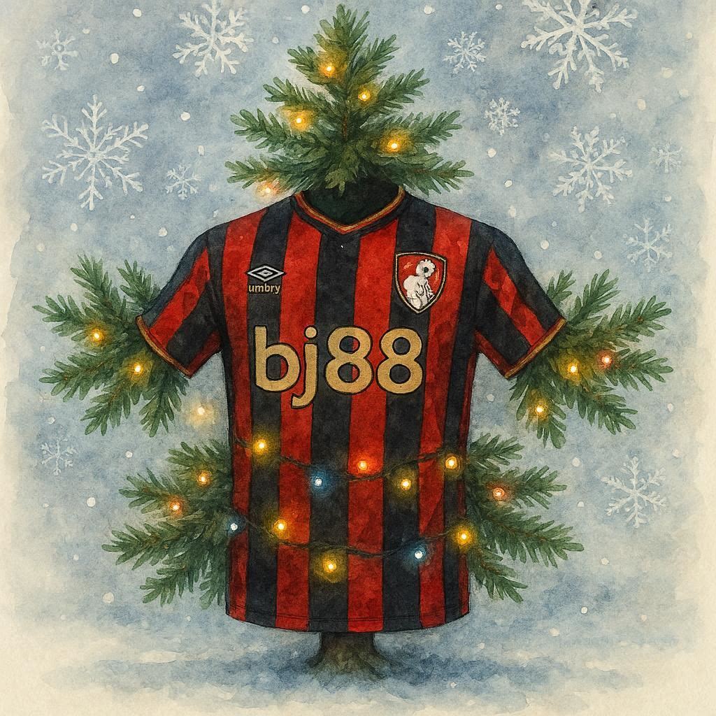 Bournemouth shirt with Christmas tree on a snowy background