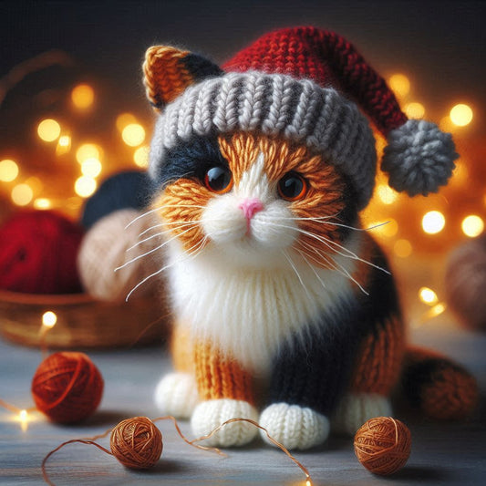 Single Luxury Calico Cat Christmas Card
