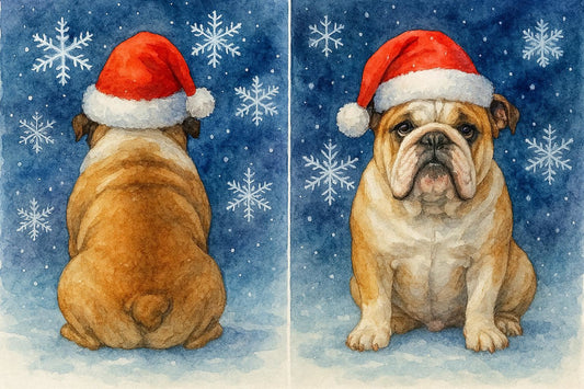 Front and back of Bulldog Christmas Card