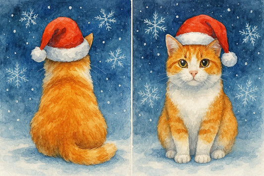 Front and back of Ginger Cat Christmas Card
