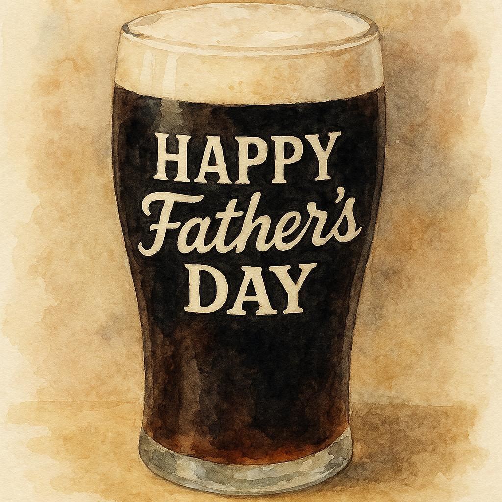 Pint glass with 'Happy Father's Day' text 