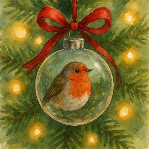 Robin Christmas Bauble Card