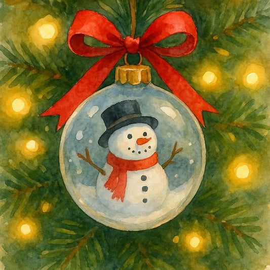 Decorative Christmas ornament with a snowman inside a bauble 