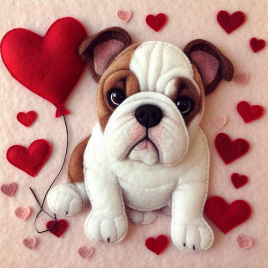 Bulldog Felt Birthday Card