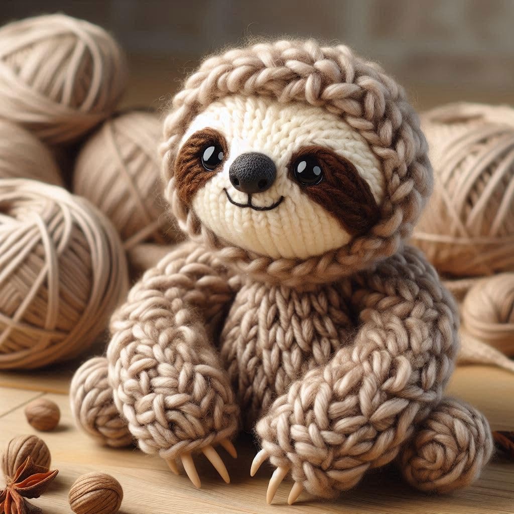 Knitted Sloth Blank Card