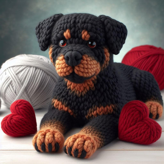 Knitted Rottweiler Blank Card