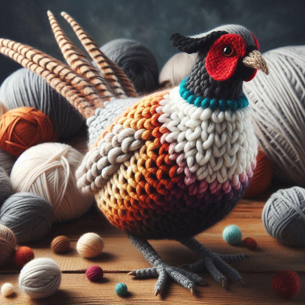 Knitted Pheasant Blank Card