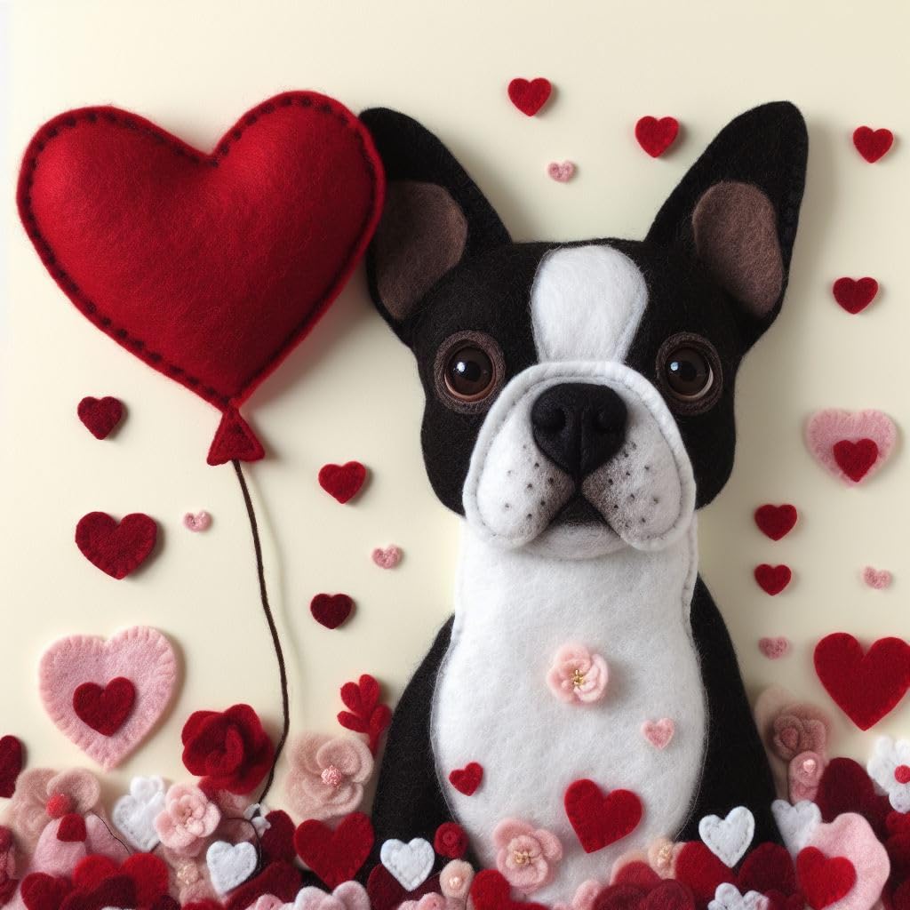 Felt Boston Terrier Card