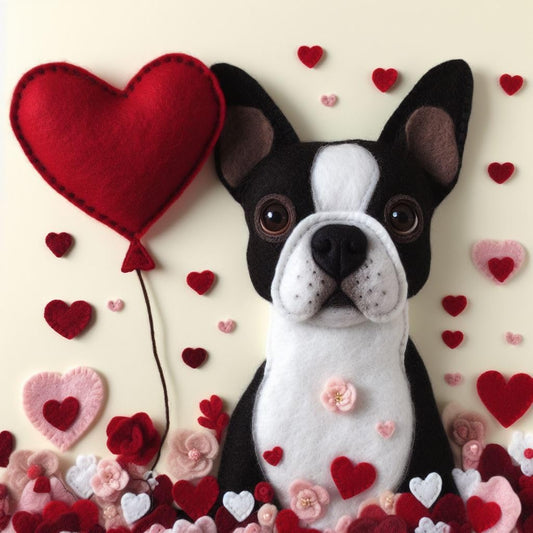 Felt Boston Terrier Card