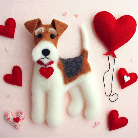 Wire Fox Terrier Felt Birthday Card