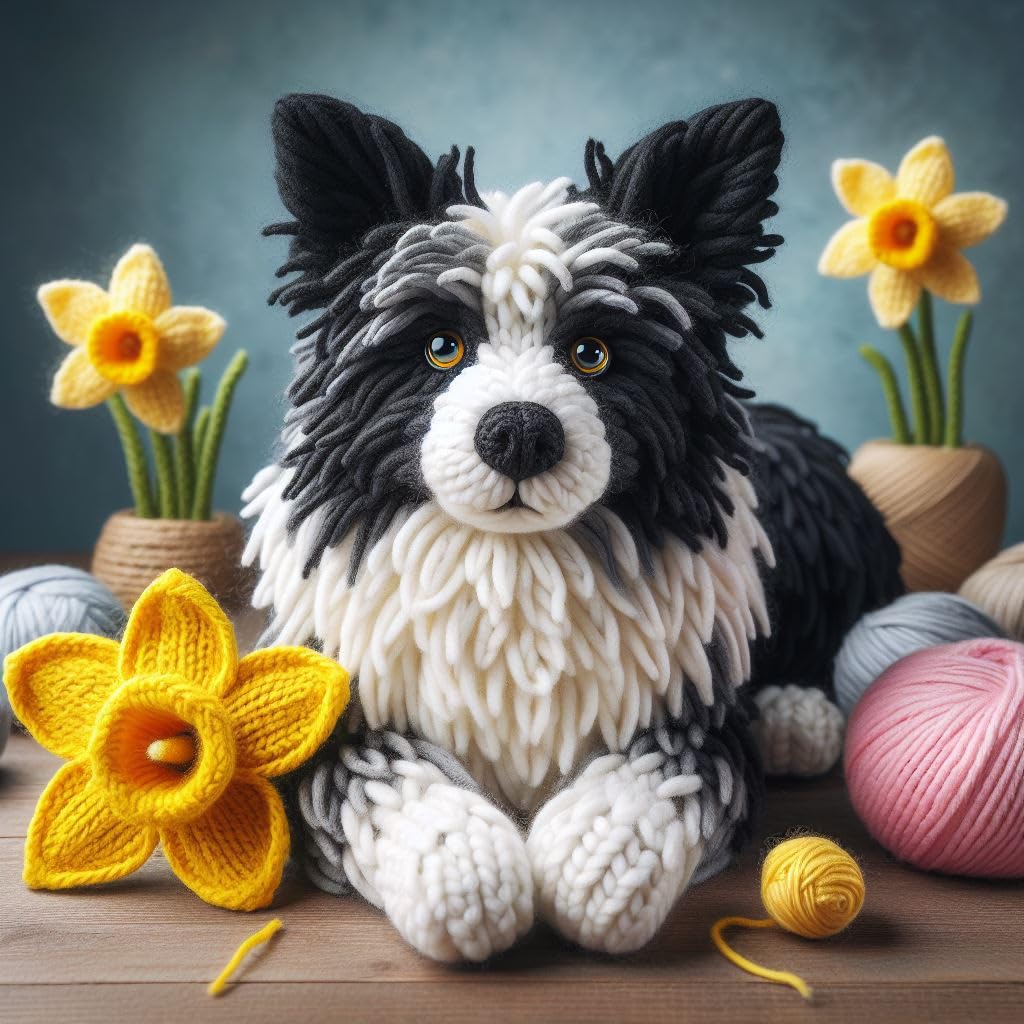 Border Collie Daffodil Card