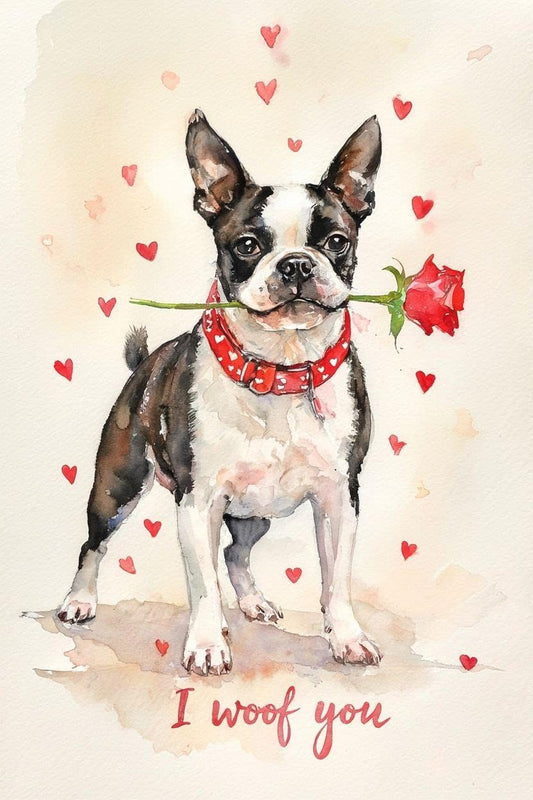 Boston Terrier Valentine Card