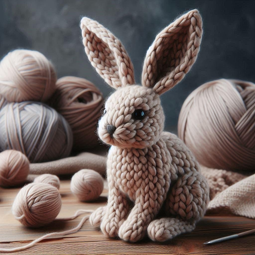 Hare Knitted Card