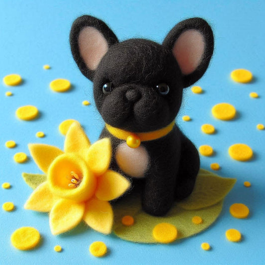 Frenchie Daffodil Birthday Card