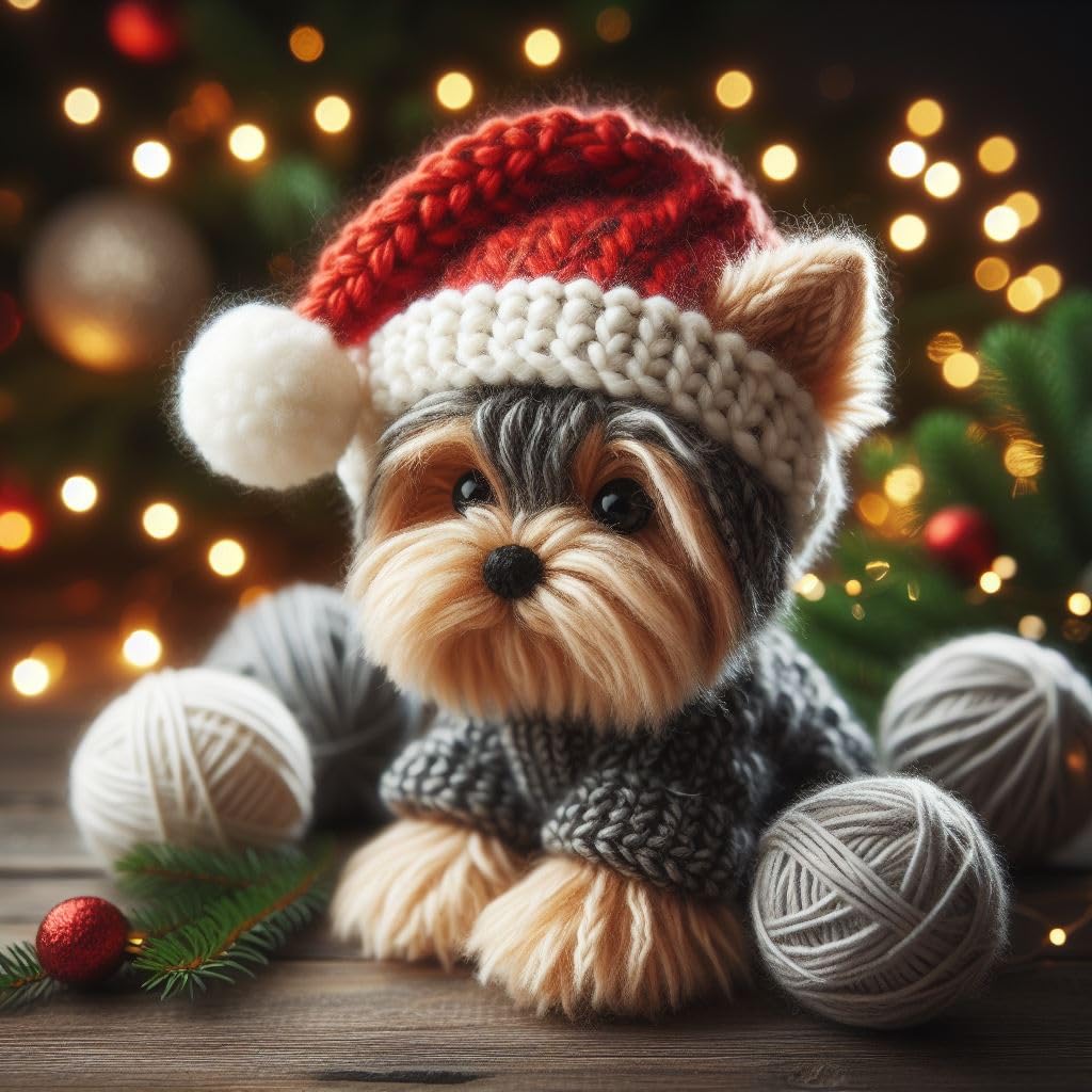 Single Yorkie Christmas Card