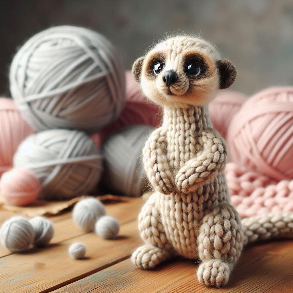 Knitted Meerkat Blank Card
