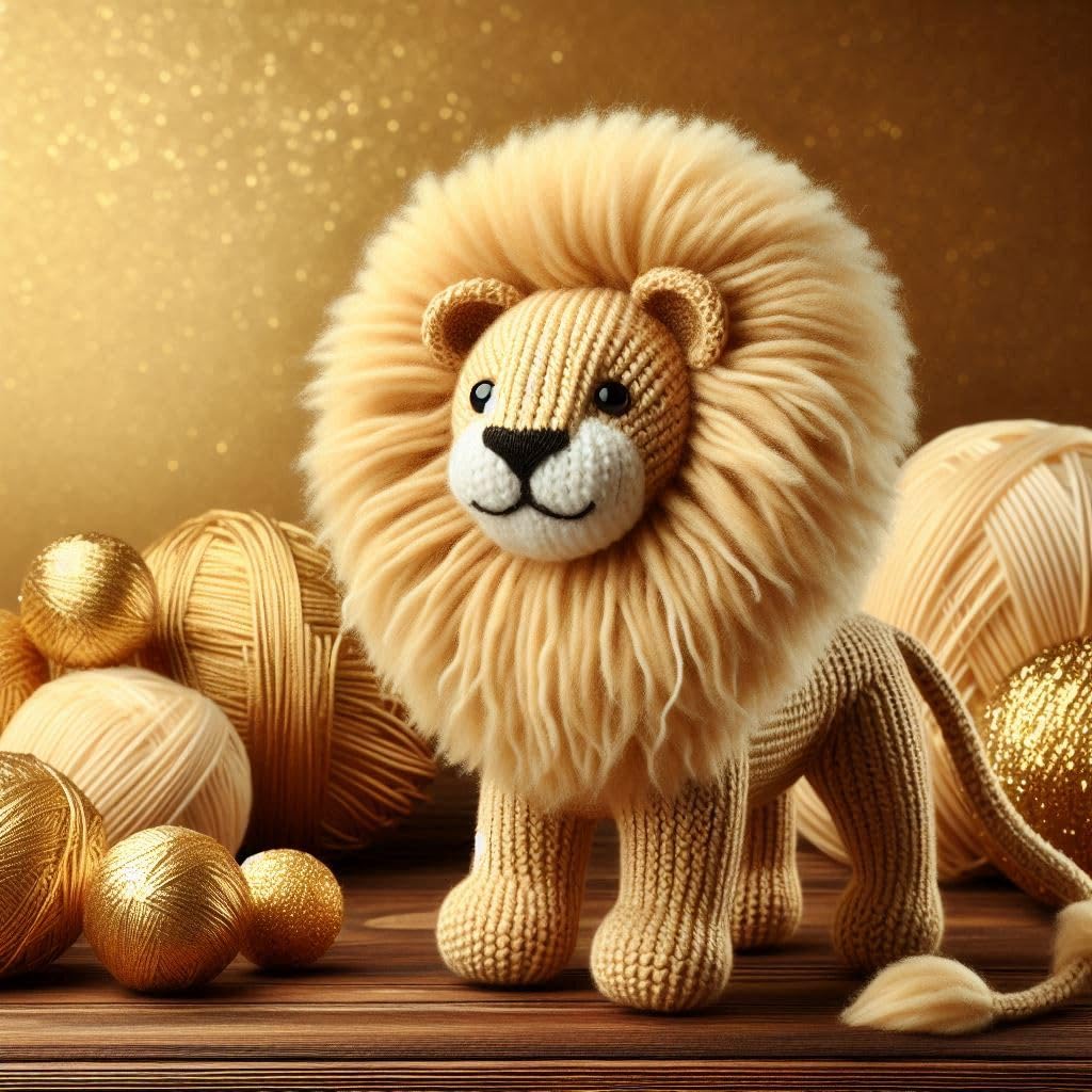 Knitted Lion Blank Card