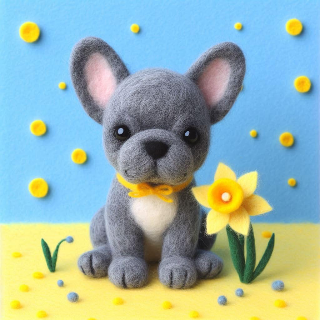 French Bulldog Daffodil Card