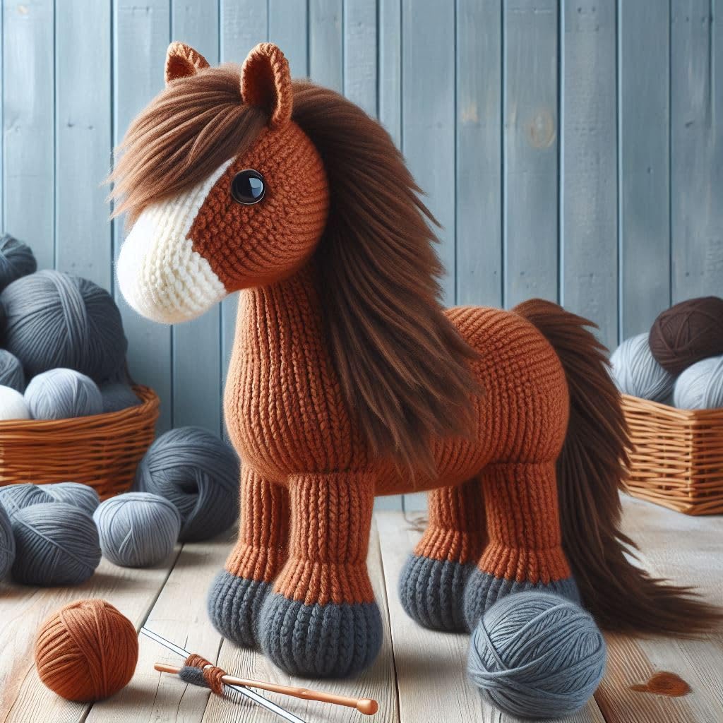 Knitted Horse Blank Card