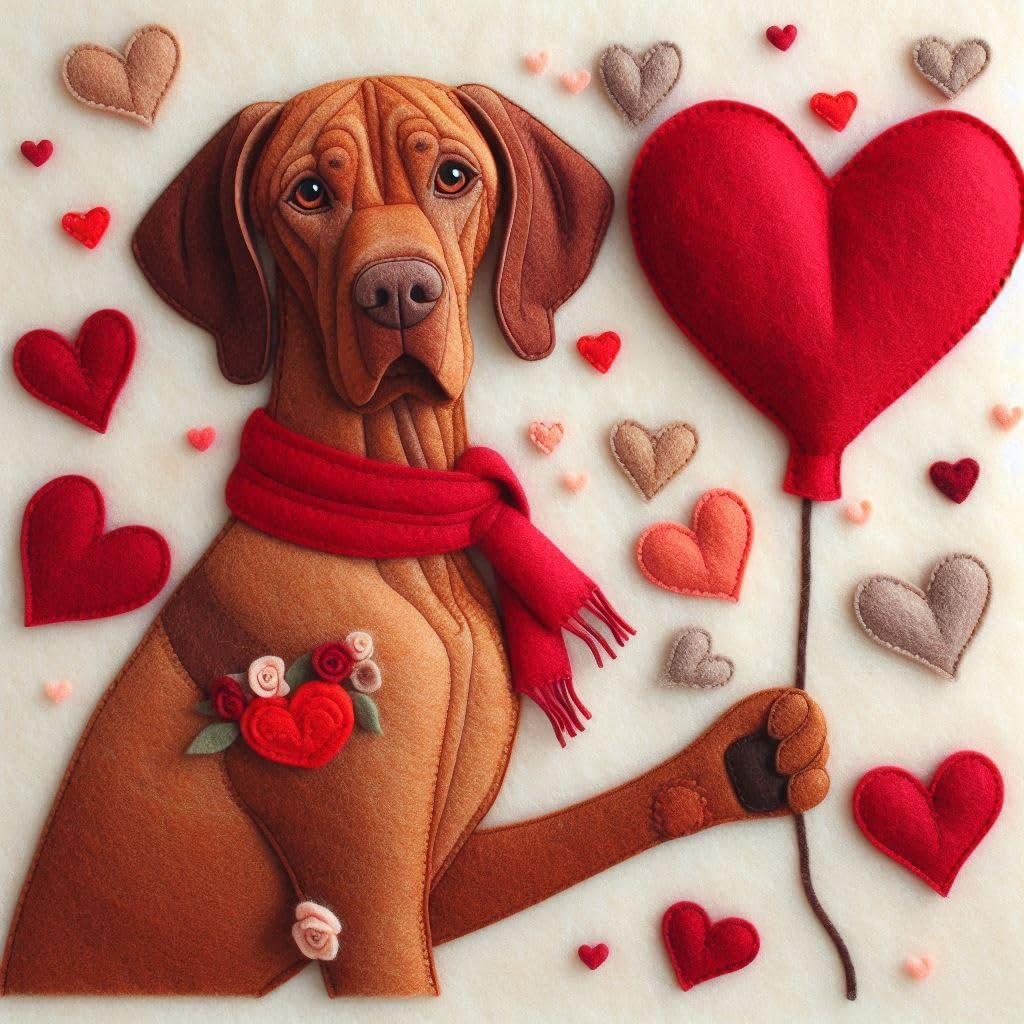 Vizsla Felt Birthday Card