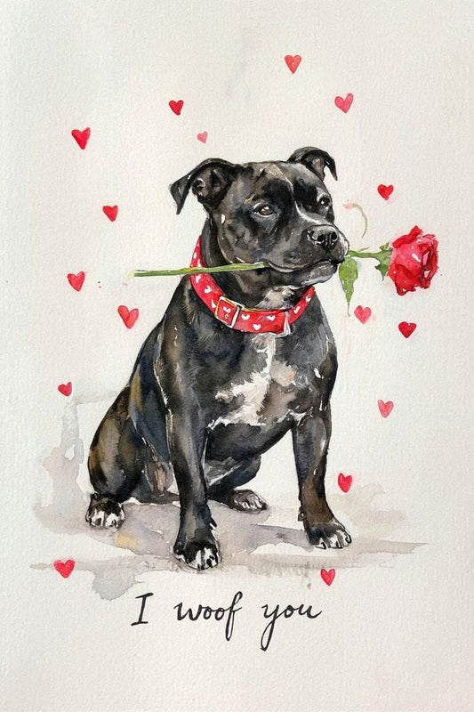 Black Staffie Valentine Card