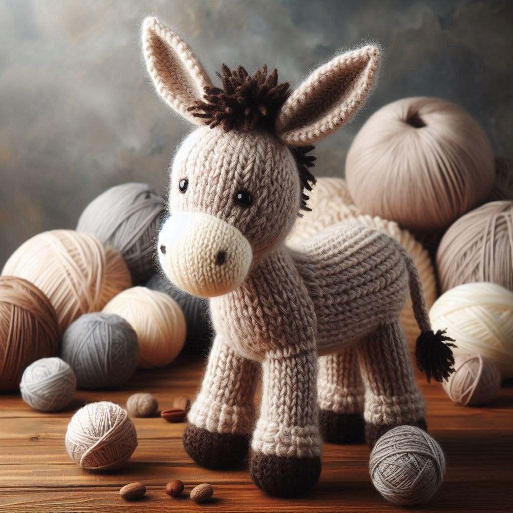 Knitted Donkey Blank Card