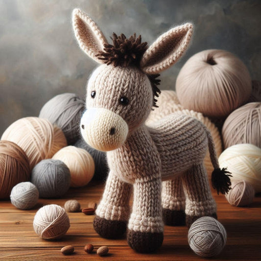 Knitted Donkey Blank Card