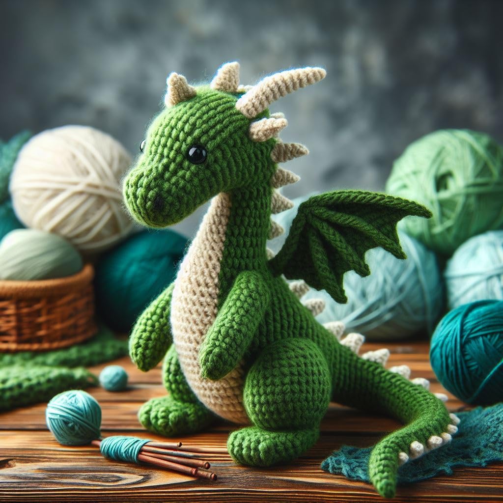 Knitted Dragon Blank Card