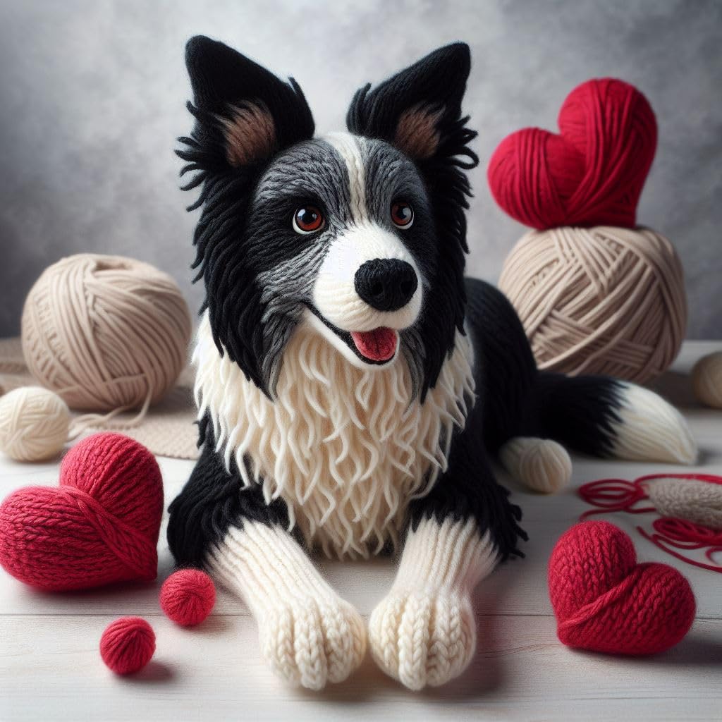Knitted Border Colie Card