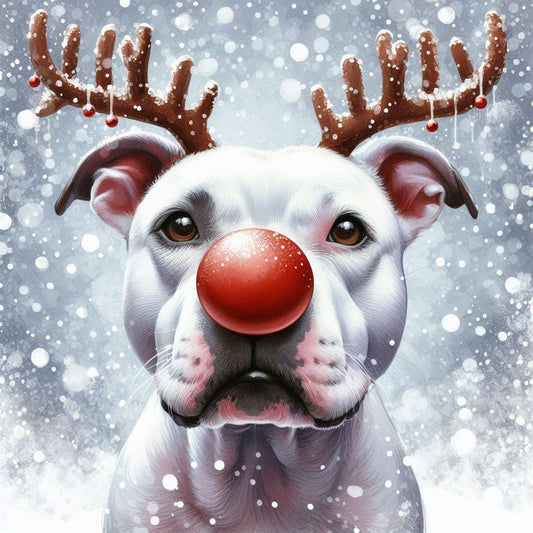 White Staffie Christmas Card