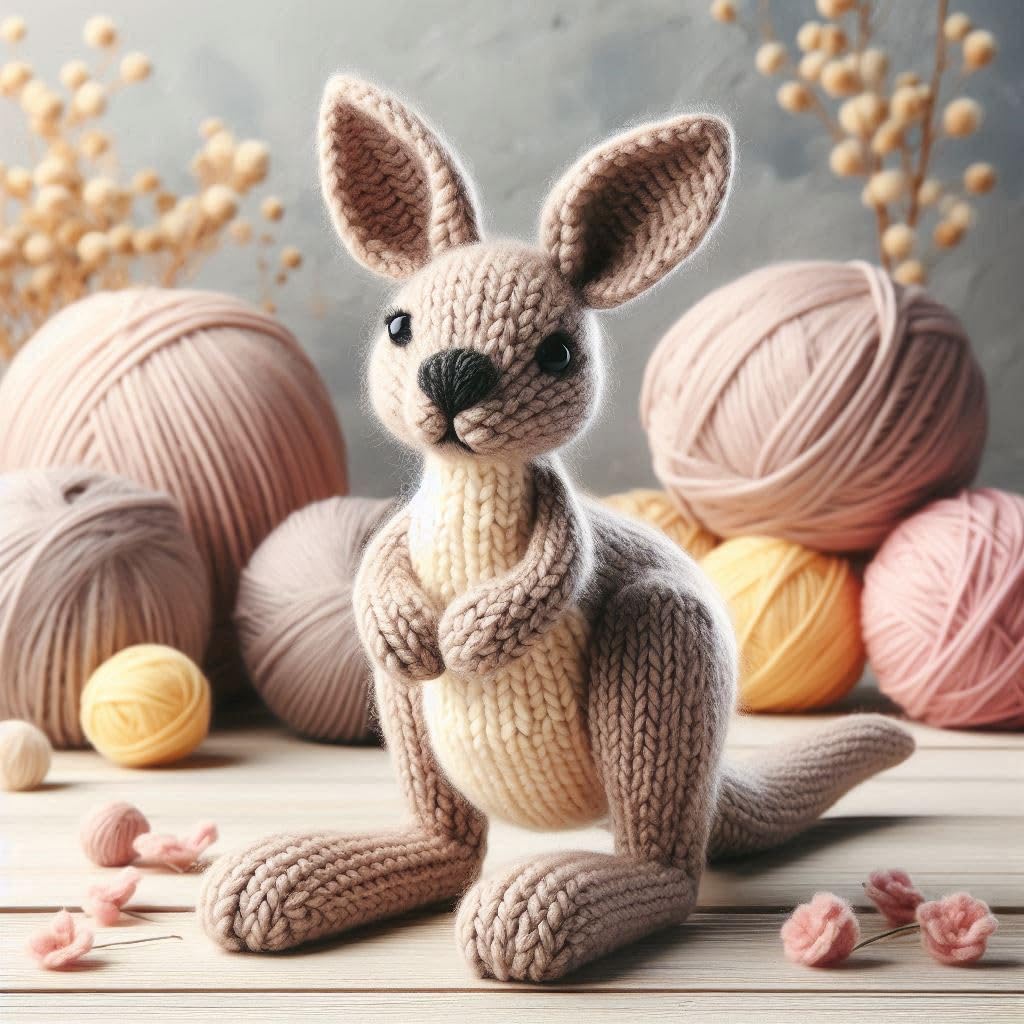 Knitted Kangaroo Blank Card