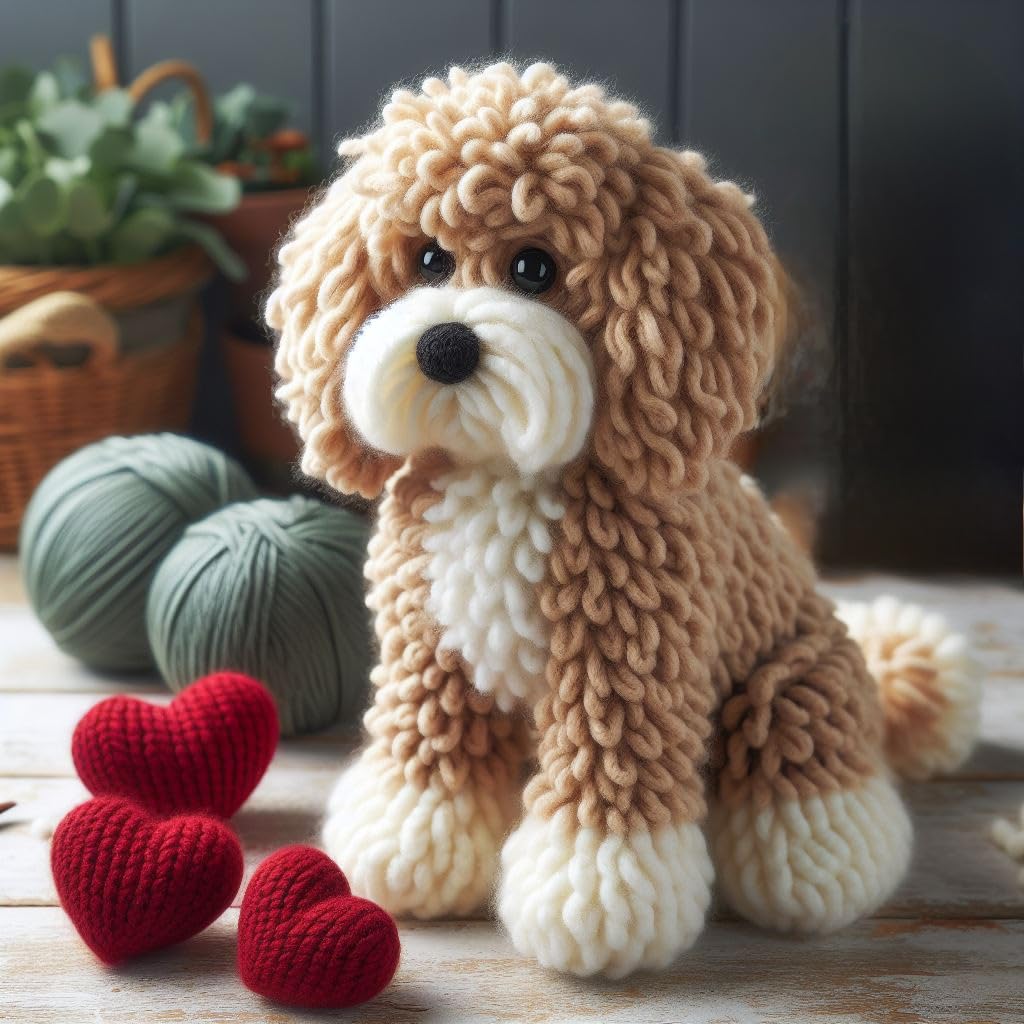 Knitted Cockapoo Valentine Card