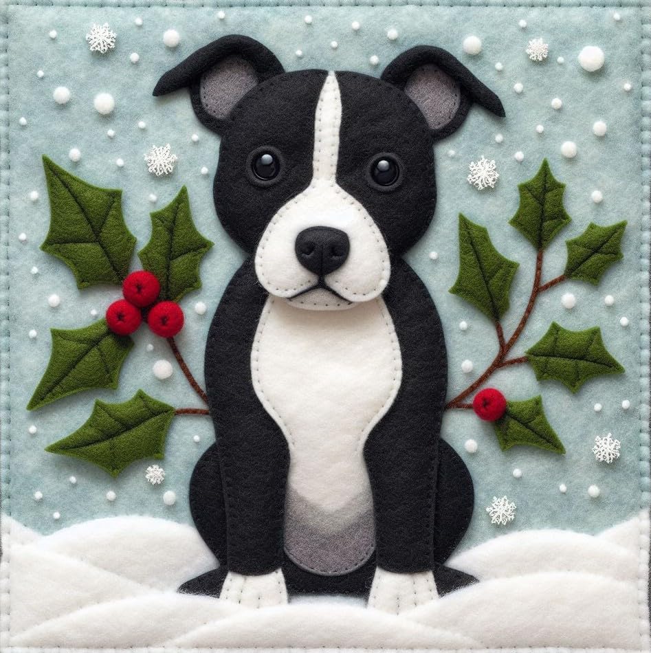 Black Staffie Christmas Card