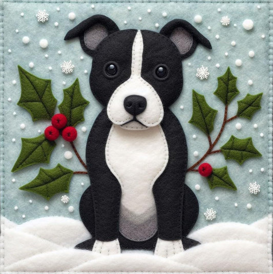 Black Staffie Christmas Card