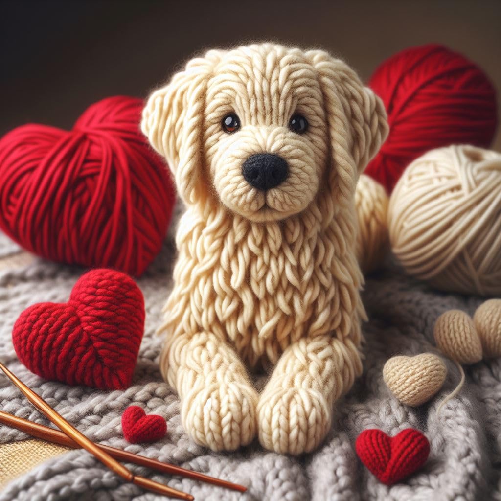 Knitted Golden Retriever Card