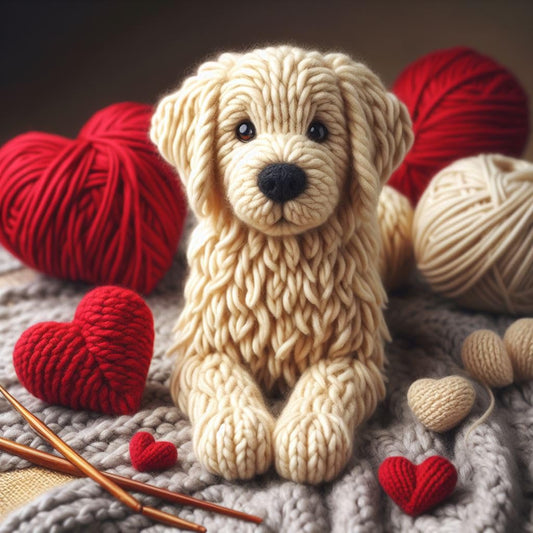 Knitted Golden Retriever Card