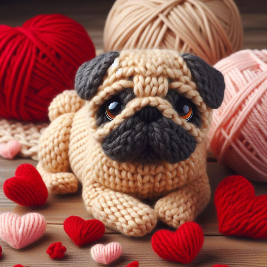 Knitted Pug Birthday Card