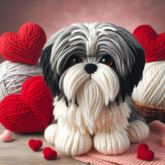 Knitted Shih Tzu Card