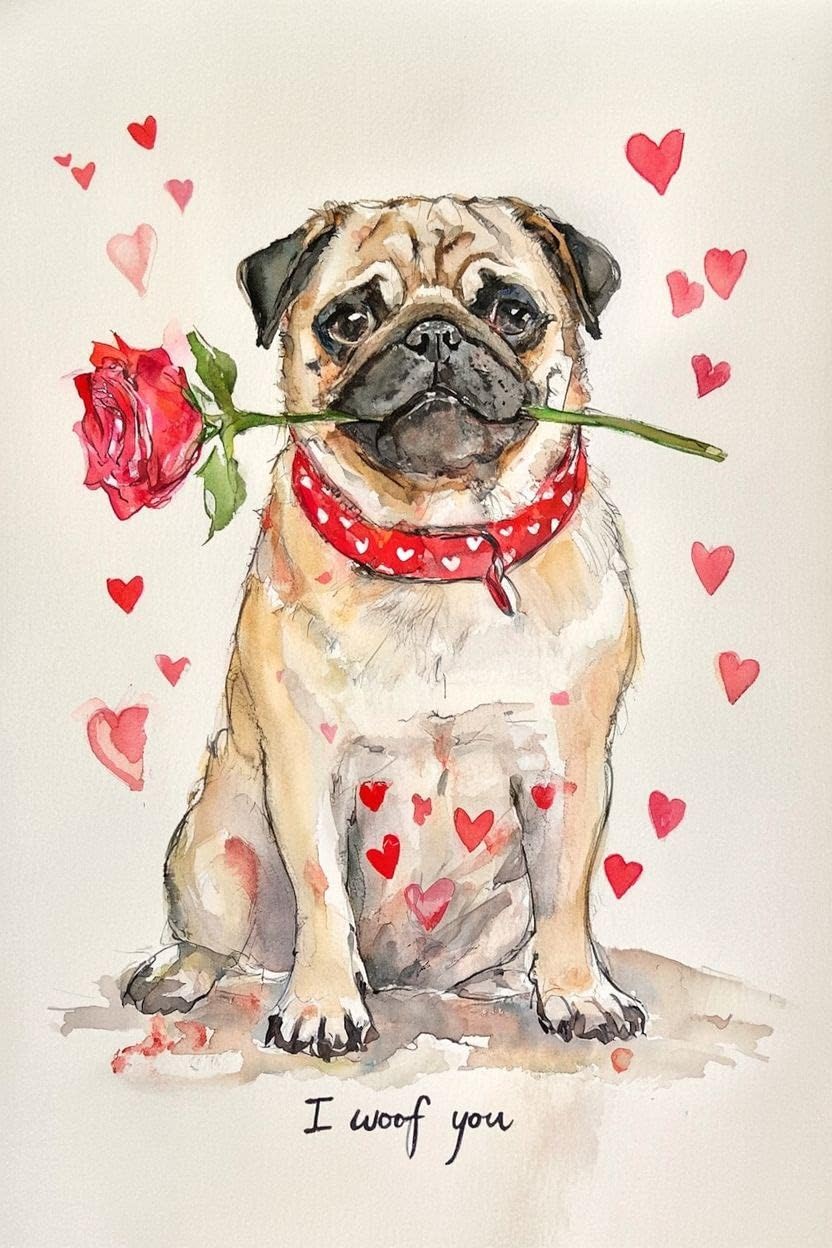 Pug Valentine Card