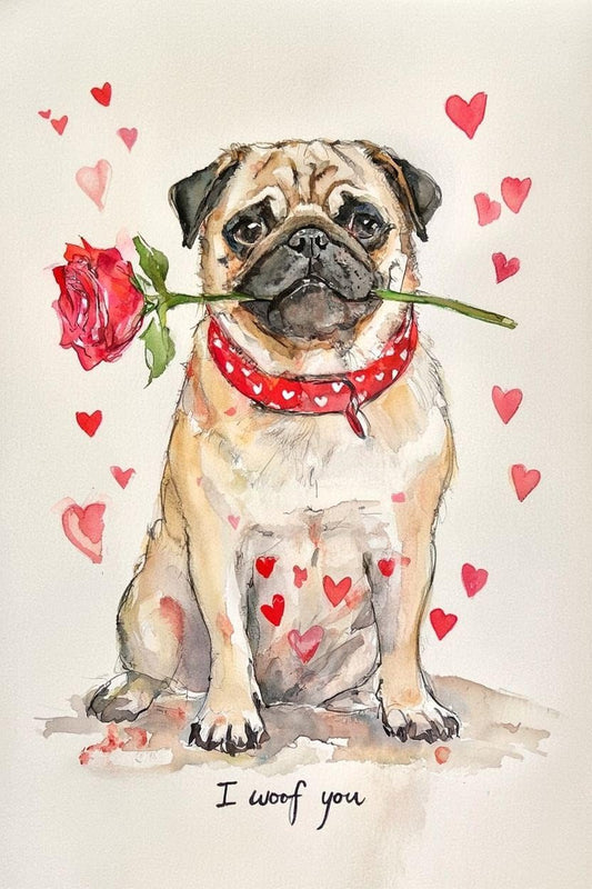 Pug Valentine Card